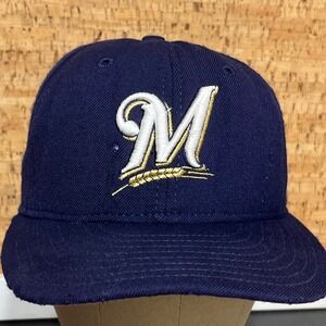 Vintage Milwaukee Brewers Hat new Era Navy Blue‎ Wool Fitted Size 7 Made in USA